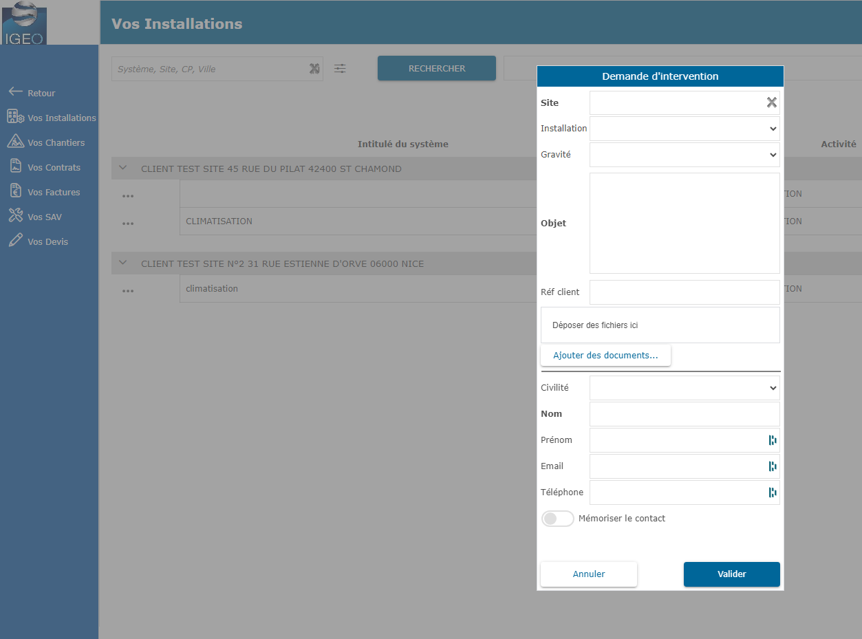 Capture Portail Client